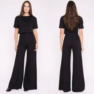 Ripley Rader Ponte Knit Long Wide Leg Pant Black Size 4 Large